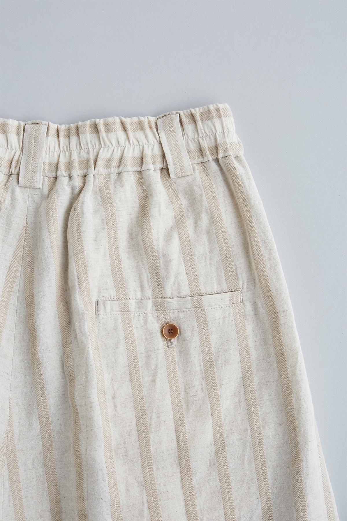 cotton linen gaucho pants ～stripe～ - atelier naruse｜Online