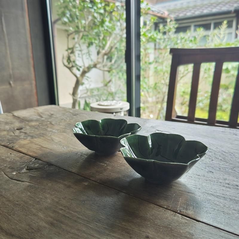 陶器｜黒木泰等 織部桔梗小鉢｜hounoki