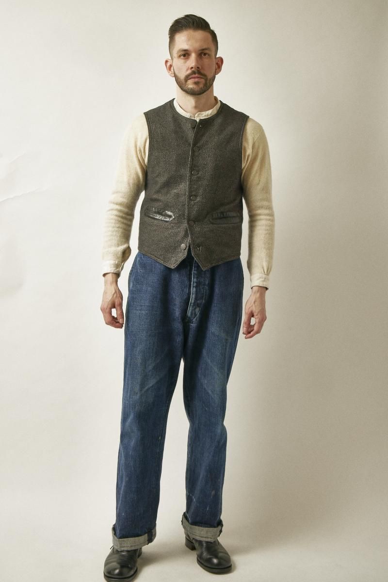 RAGTIME CIVILIAN DECK VEST HEATHER BLACK AND GRAY COTTON - 【公式