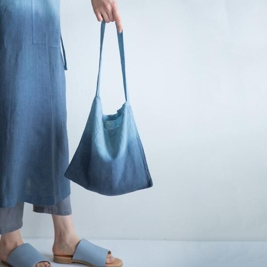 miiThaaiiリネン グラデーション バッグ（サックス × ブルー） - The