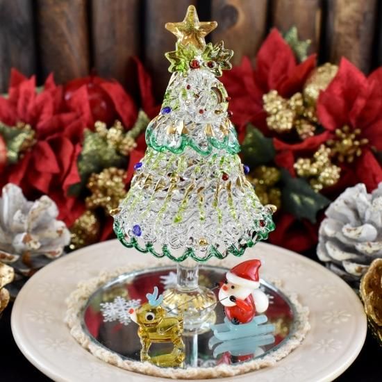 クリスマスガラス細工｜ミニカラフルツリーセット｜フォーカートグラス