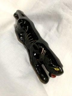 50s 黒ヒョウ ブラックパンサー ヒョウ 黒豹 ヴィンテージ 陶器 置物