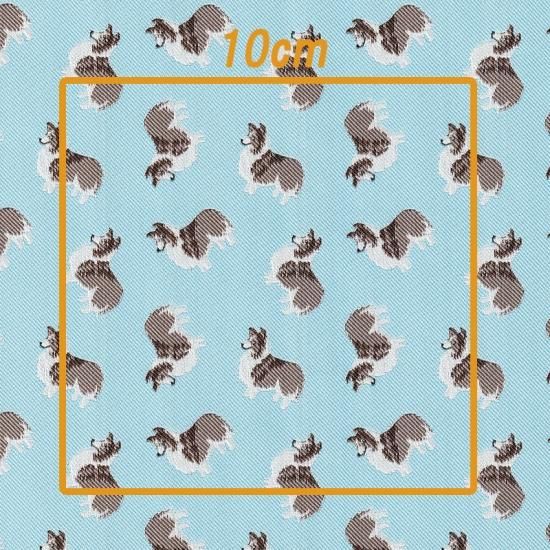 Iruyo】生地 シェルティ柄 ジャカード織 ポリエステル100％ 75cm100cm