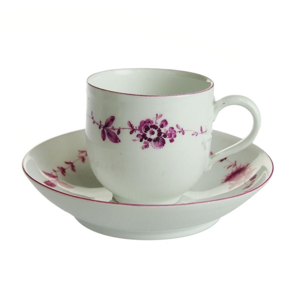 18世紀 オールドマイセン 色絵 花紋 カップ＆ソーサー 音色抜群 18世紀