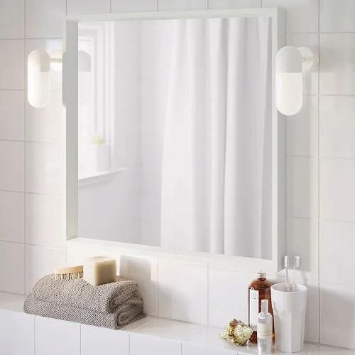 IKEA イケア ミラー 鏡 ホワイト 白 65x65cm z90320318 NISSEDAL