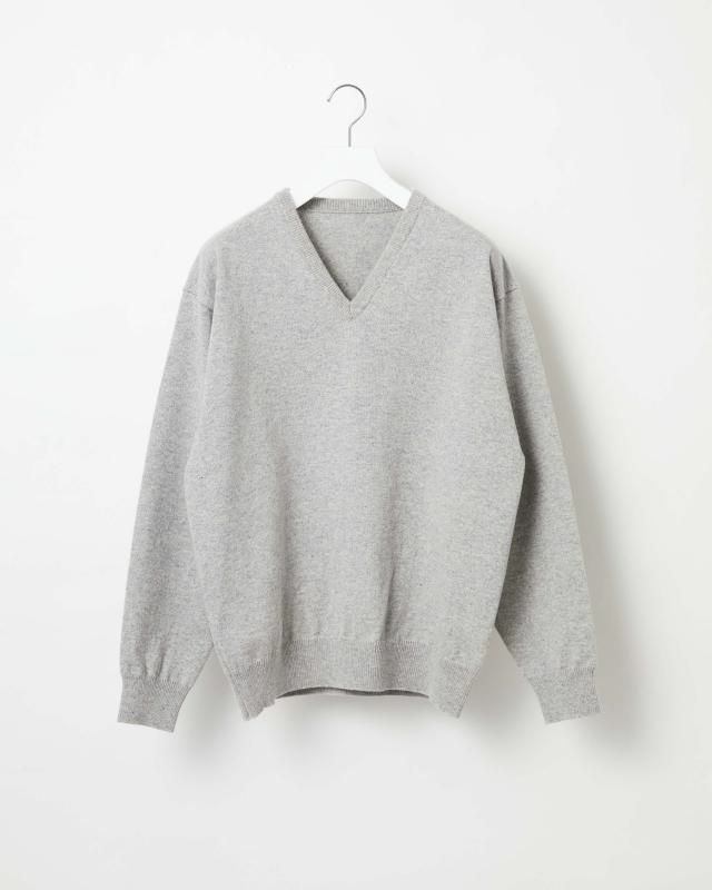 RIGID CASHMERE SWEATER V Neck Pullover - Top Gray - Yonetomi STORE