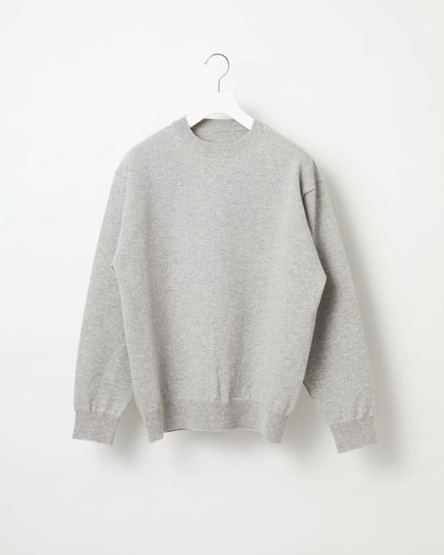 RIGID CASHMERE SWEATER Crew Neck Pullover - Top Gray - Yonetomi