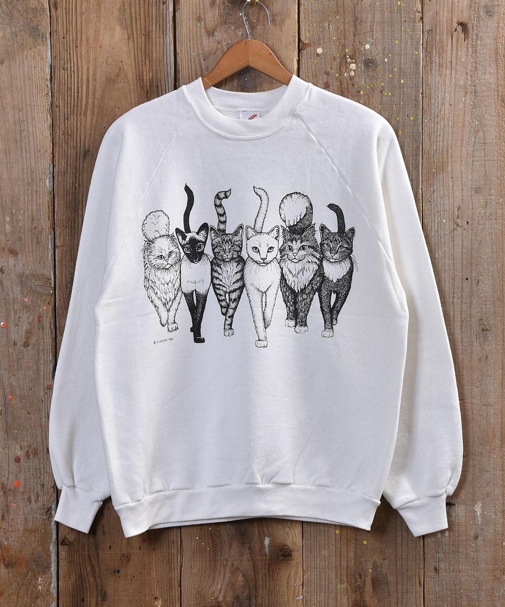 アメリカ製「A. GRPUKE」猫イラスト プリントスウェット｜Made in USA