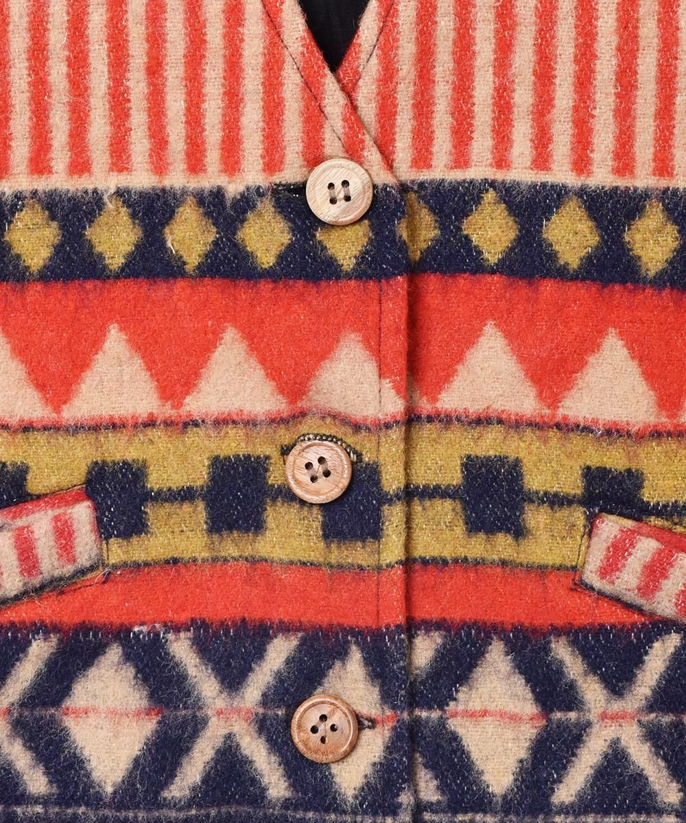ネイティブ柄 ウール ベスト - 古着屋グレープフルーツ ムーン