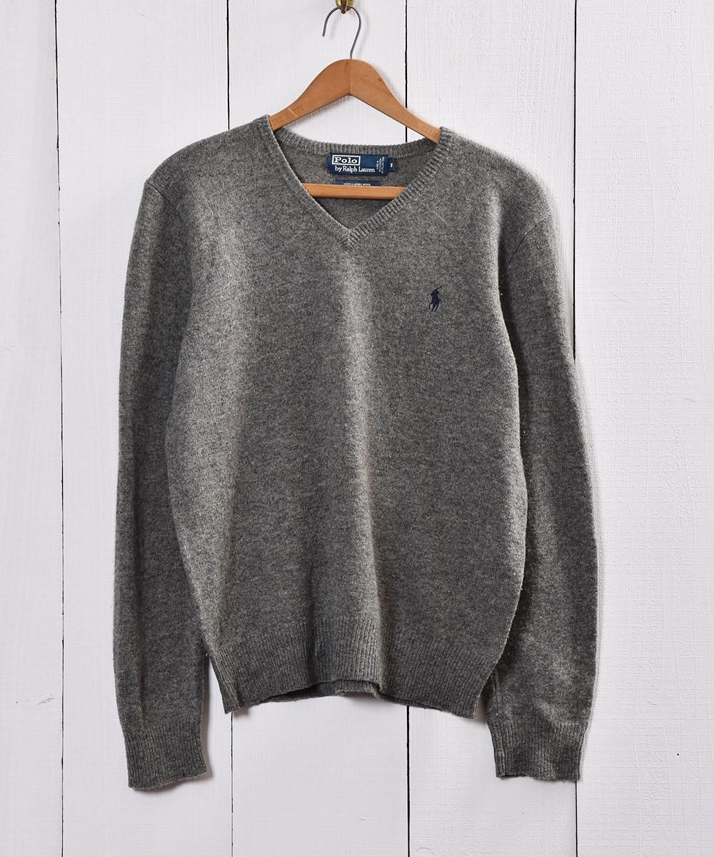 Polo by Ralph Lauren ラムウール ニットセーター グレー - 古着屋