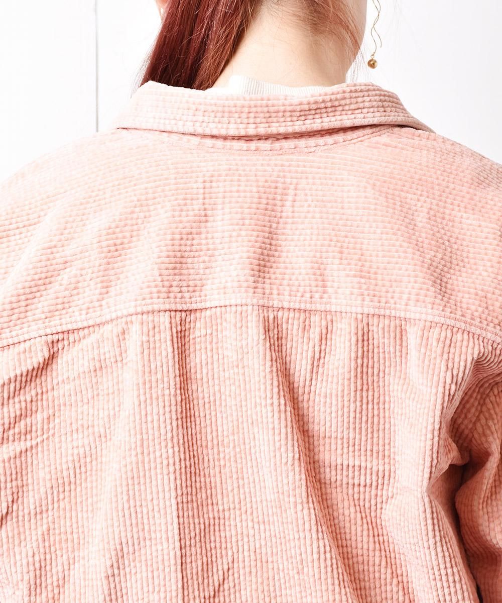 コーデュロイ ロングスリーブ シャツ サーモンピンクカラ? - 古着屋