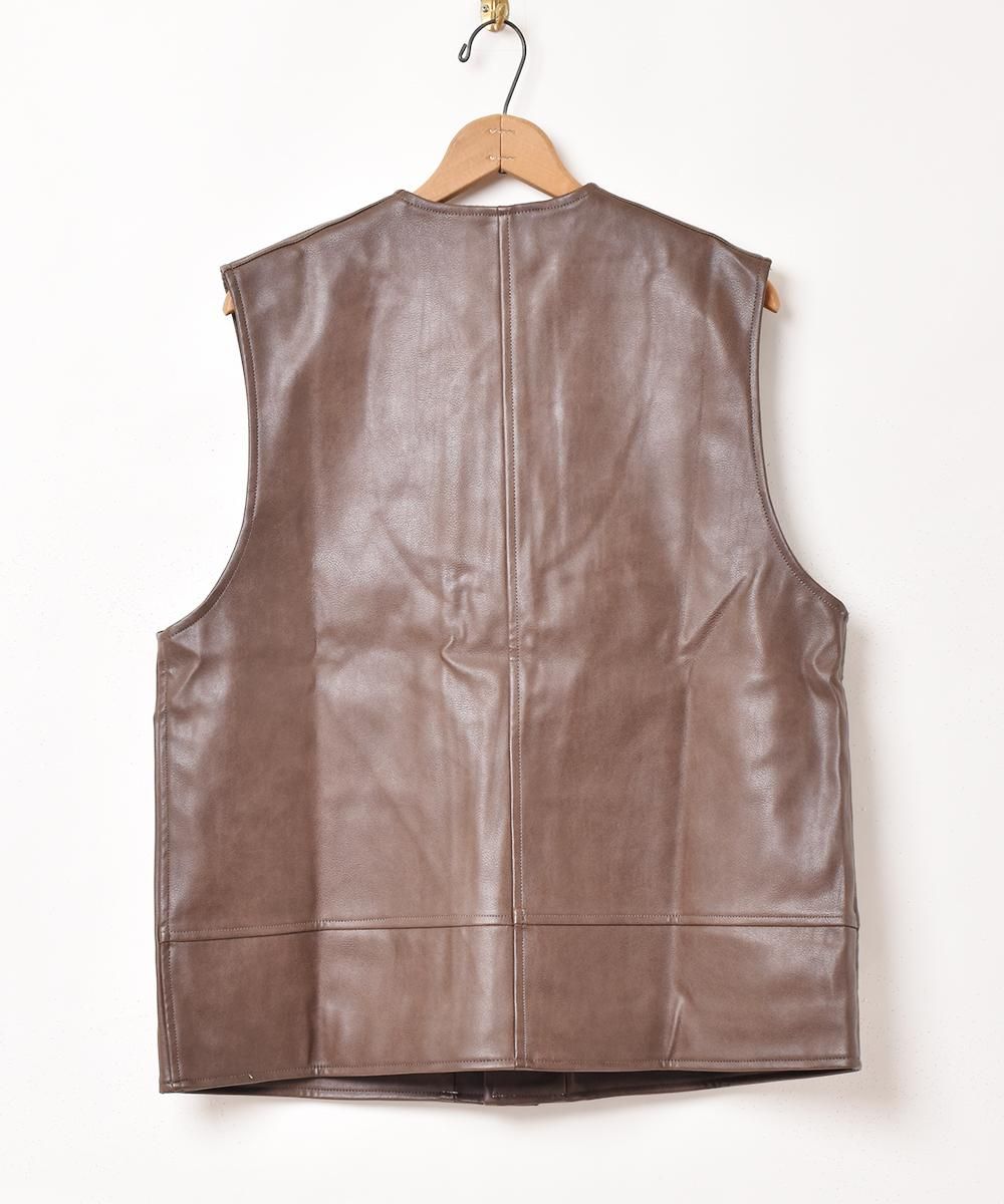 2色展開】「Backers」フェイクレザー ジャーキンベスト ブラウン