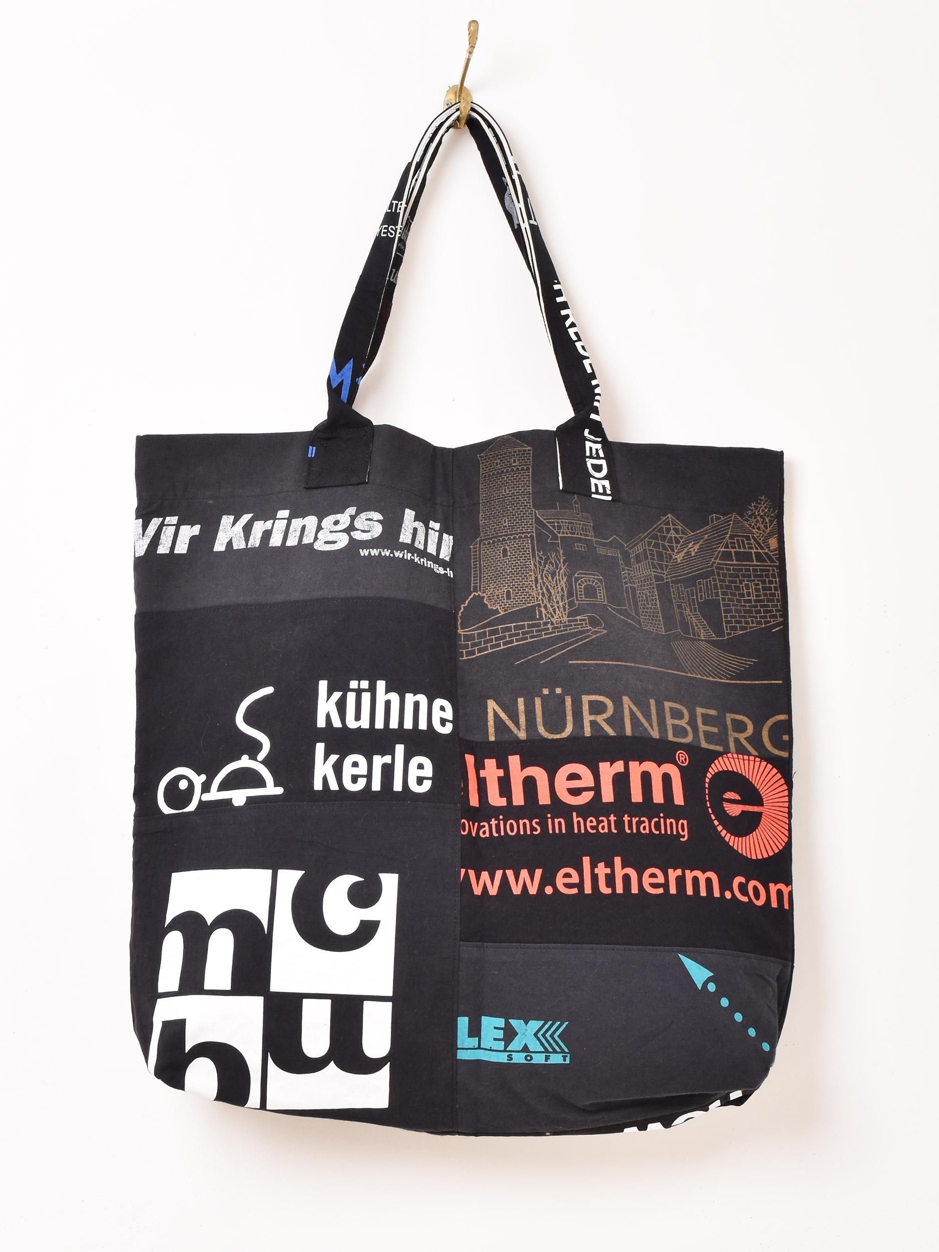 リメイク パッチワークトートバッグ ブラック - 古着屋