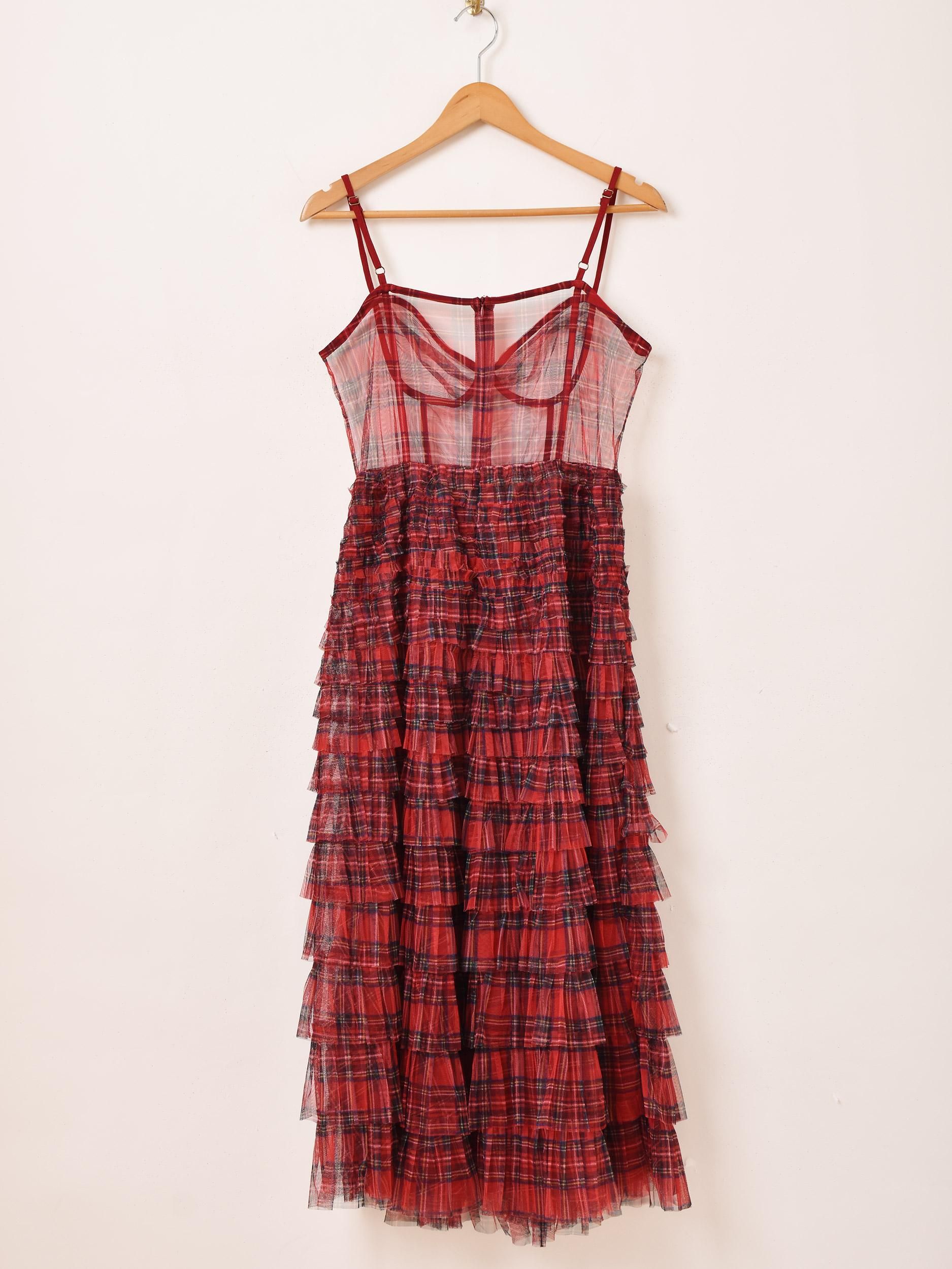 2色展開】「Meridian」チェック柄 チュール コルセット キャミソール