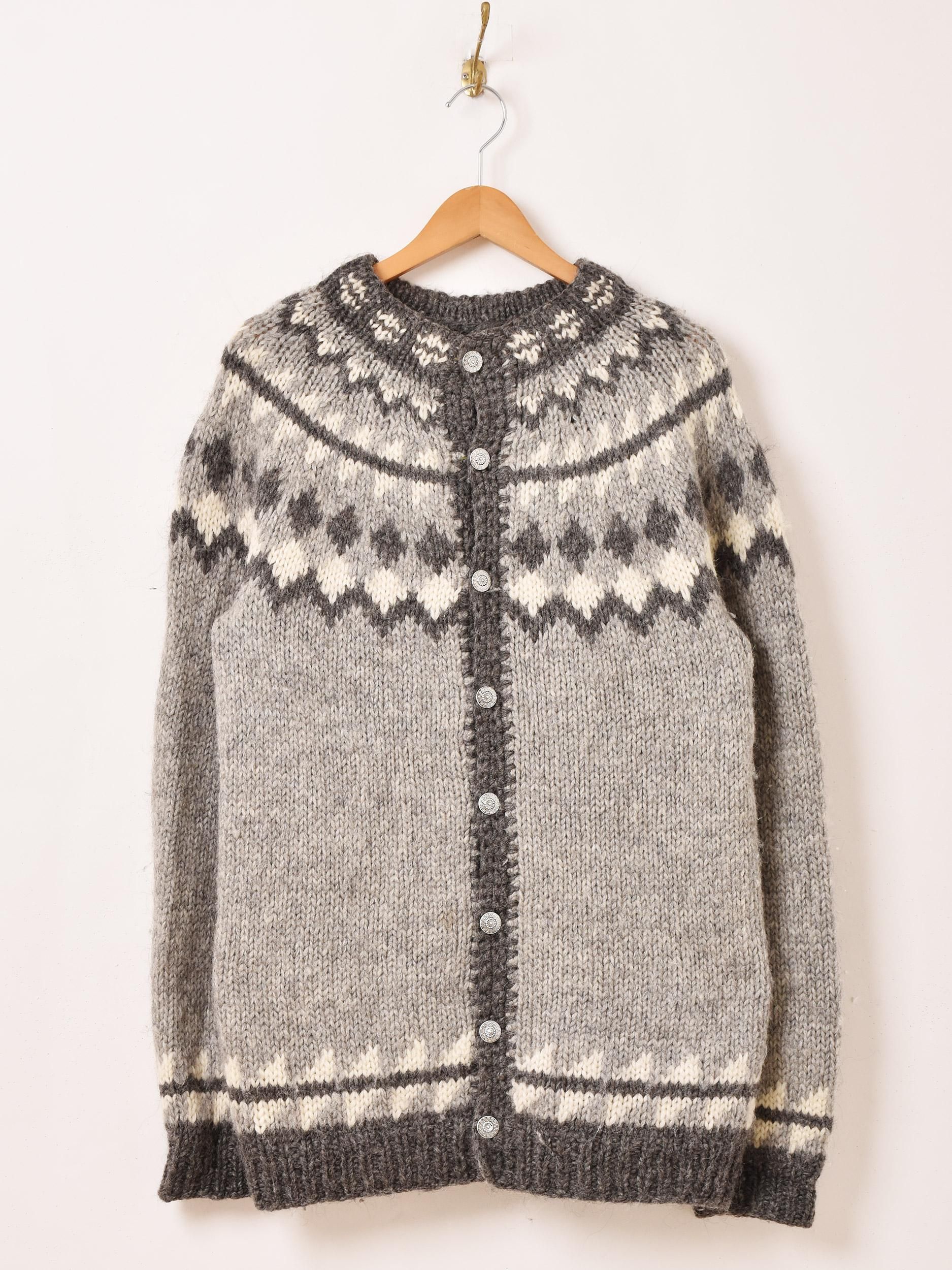 アイスランド製 ハンドニット ノルディックカーディガン - 古着屋