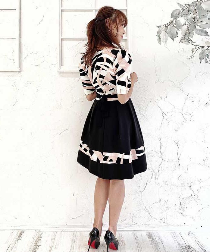 イタリア RINSCIMENTO リナシメント / 柄 フレア ミニ丈 ワンピース