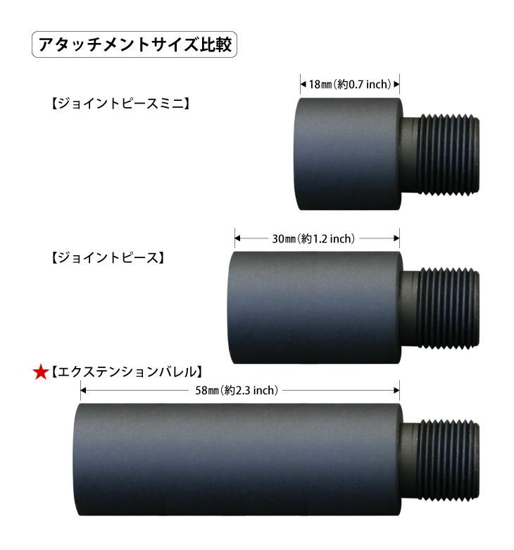 メール便可】エクステンションバレル 2.3inch/☆各種14mm逆ネジ - PDI