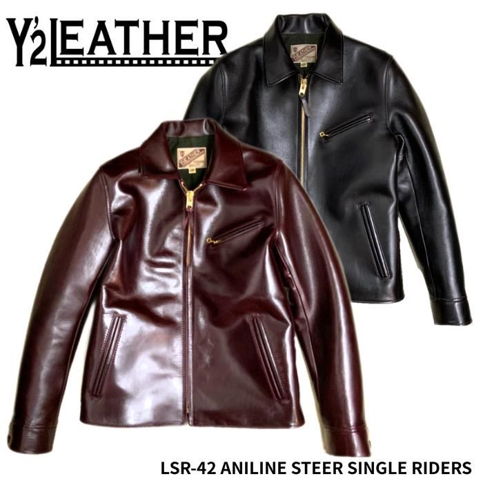 Y'2 LEATHER/ワイツーレザー】レザージャケット/ LSR-42 ANILINE STEER