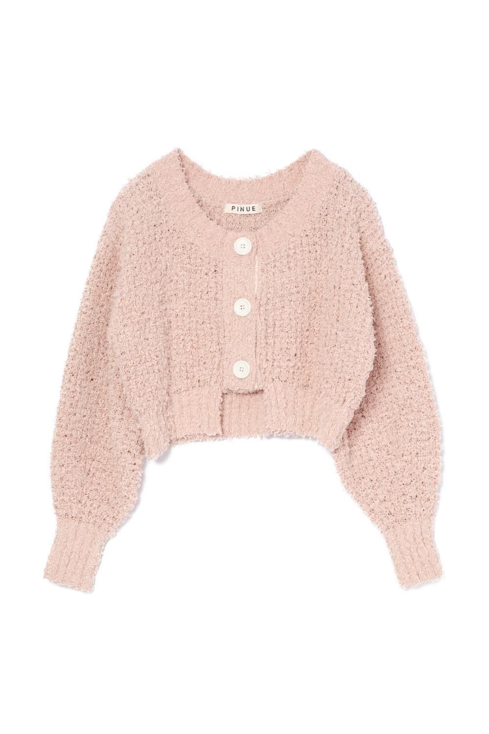 フリンジヤーンニットカーディガン（PINK） - PINUE