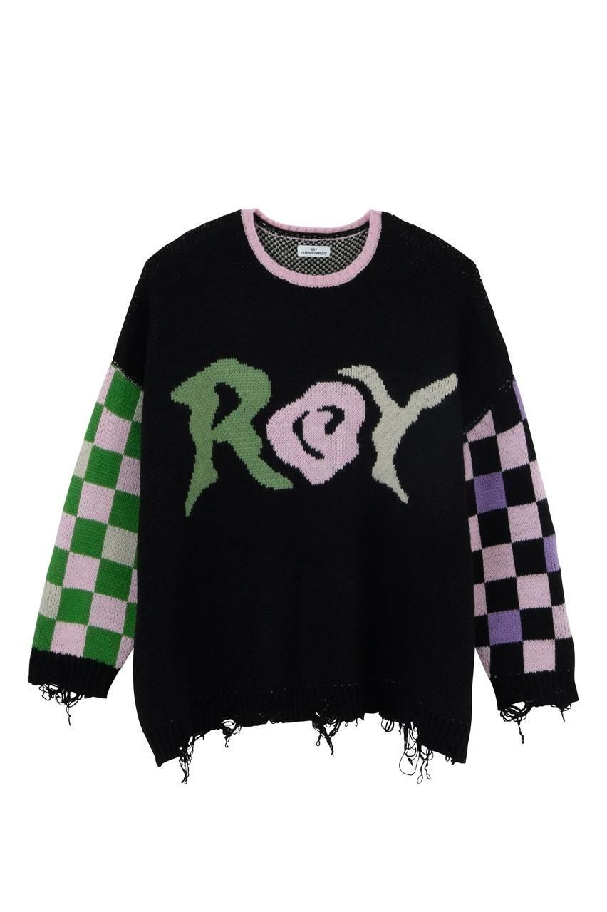 ROYロゴダメージニット - ROY reflect overjoy