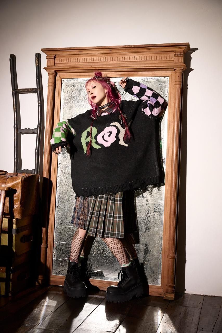 ROYロゴダメージニット - ROY reflect overjoy