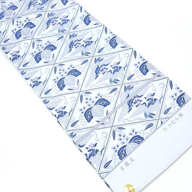 西陣織 龍村美術織物 「吉鳳文」 たつむら錦 袋帯 白 藍 有職 桐竹鳳凰