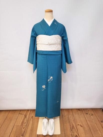 小紋 青緑 鍵 ハート - 東京着物 結鶴