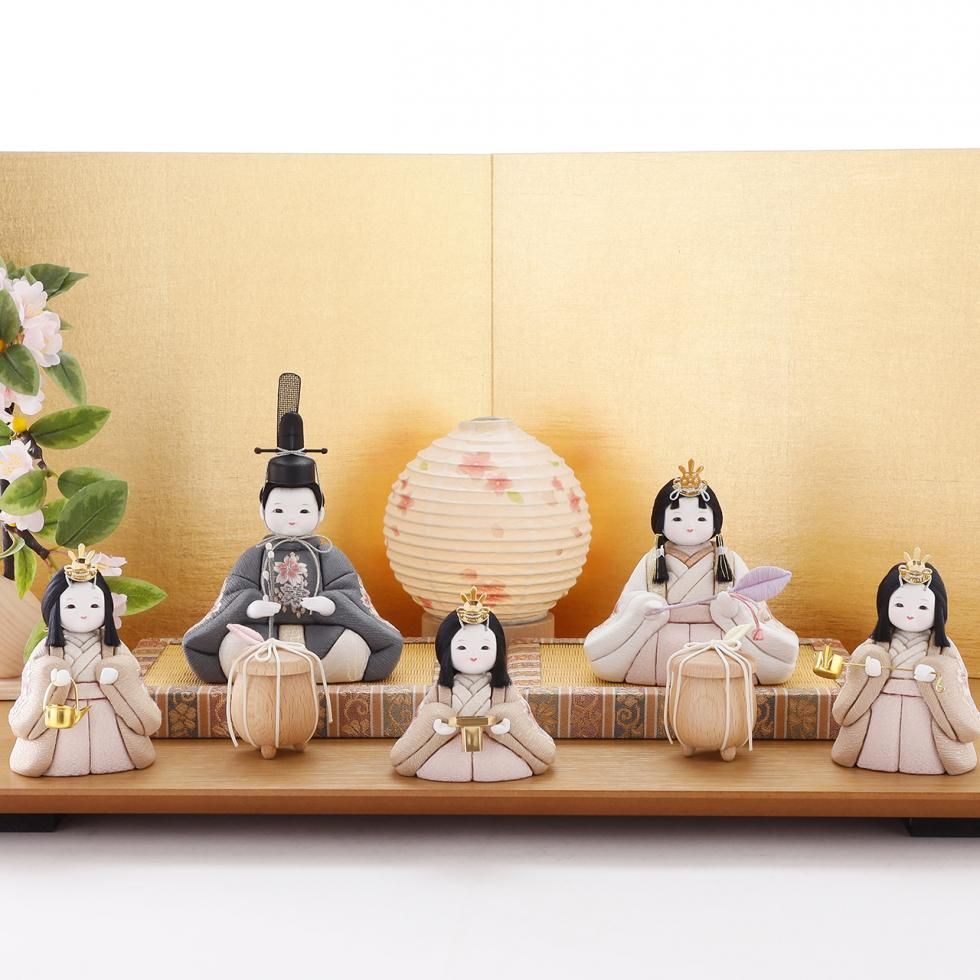 雛人形（ひな人形）「sakura」｜鈴木晃隆 五人飾り｜コンパクトな木目
