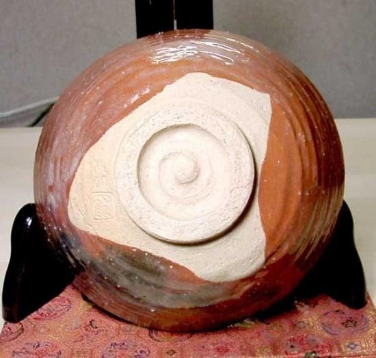 京焼・清水焼 醍醐窯 島 荷平（初代） 作 赤楽平茶碗 無傷 箱合 保証