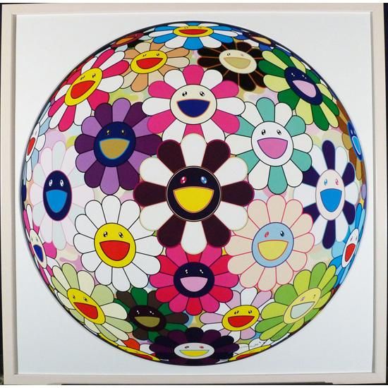 村上隆「フラワーボール～茶色」絵画 額付 版画 - ギャラリー