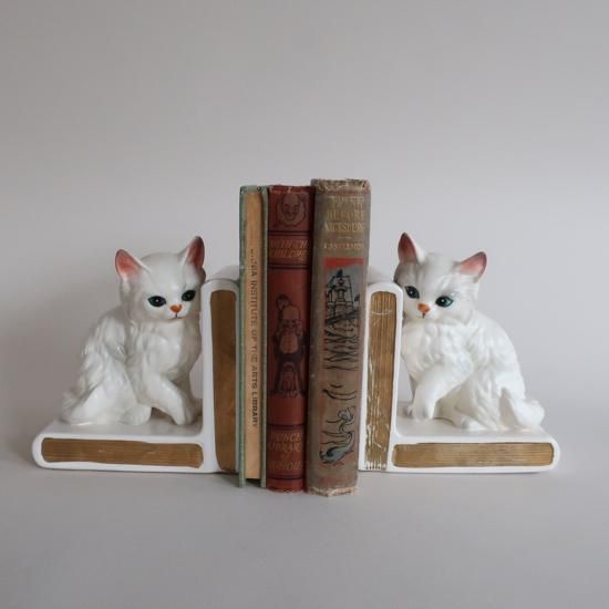 Vintage Ceramic Cat bookends/ビンテージ Lefton社製 陶器 猫モチーフ