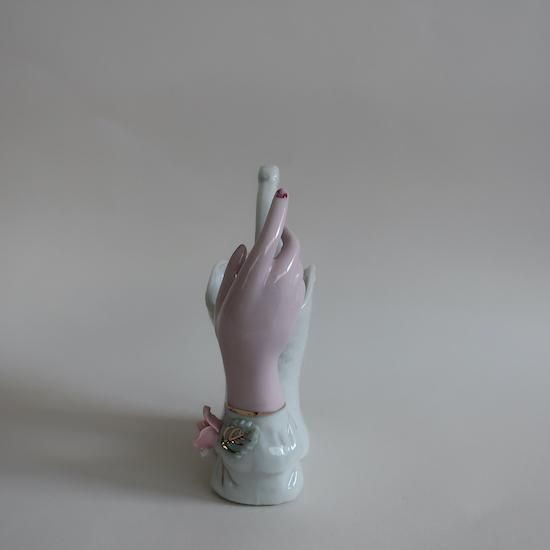 Vintage ceramic hand motif flower vase/ビンテージ 陶器 ハンド 手