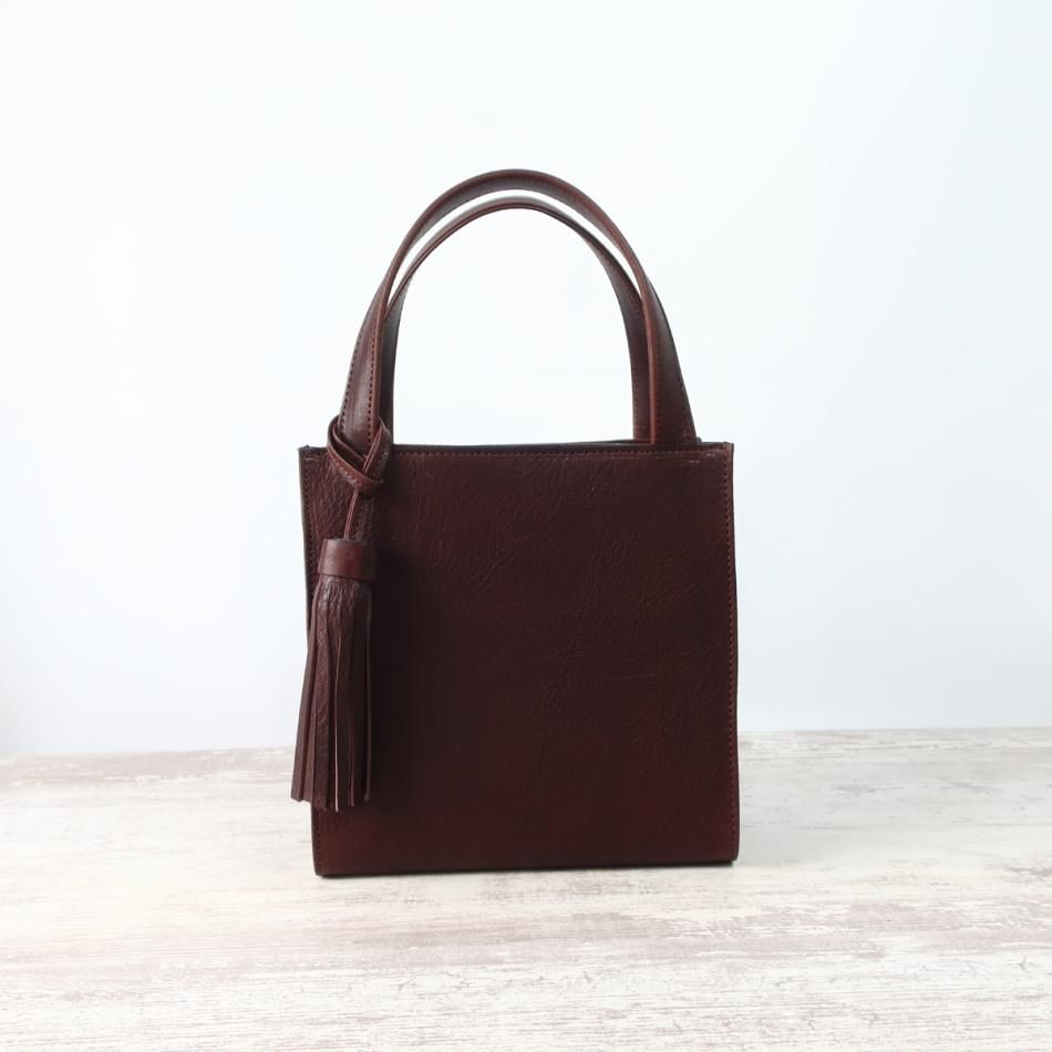 栃木レザー製しかくトートbag | ダークブラウン - naoao.bag / (公式