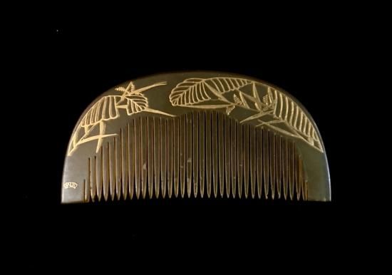 葉図 本鼈甲 18金 金線細工 櫛」(K18刻印入) - 正尚堂