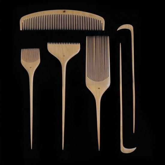 結髪櫛セット 本柘植 アンティーク」 （時代裂入れ物付) - 正尚堂