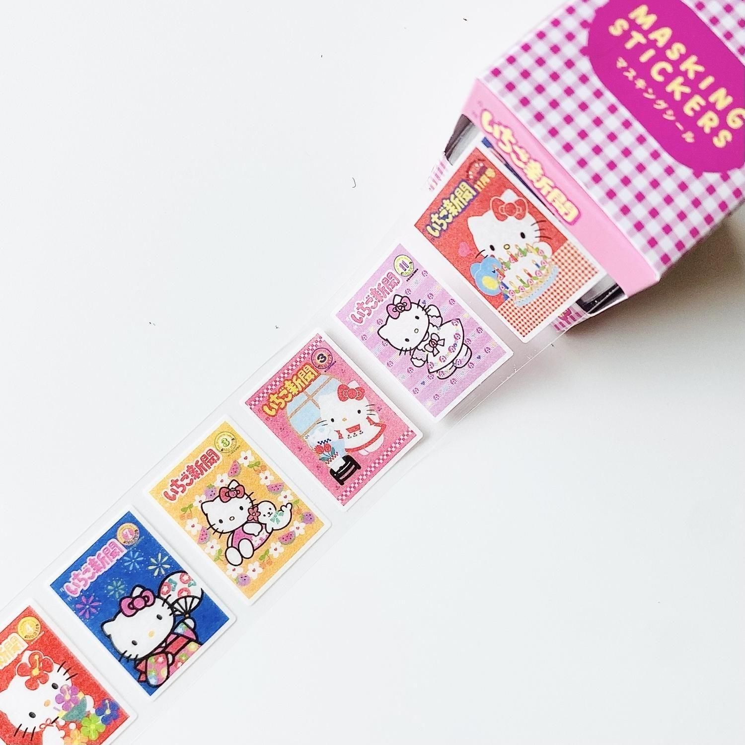 キティ 45周年 マスキングテープ いちご新聞柄 キティ 45周年