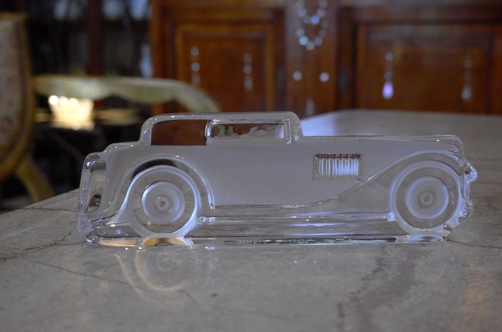 フランスヴィンテージ置物】Daum オブジェ 車 クラッシックカー