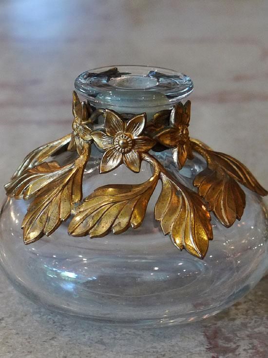 ロータス フランスサビノガラス アンティーク香水瓶 アール