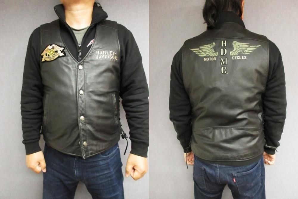 ハーレーダビッドソン TREK レザーベスト L（LL～3L相当 - 革屋Marvy