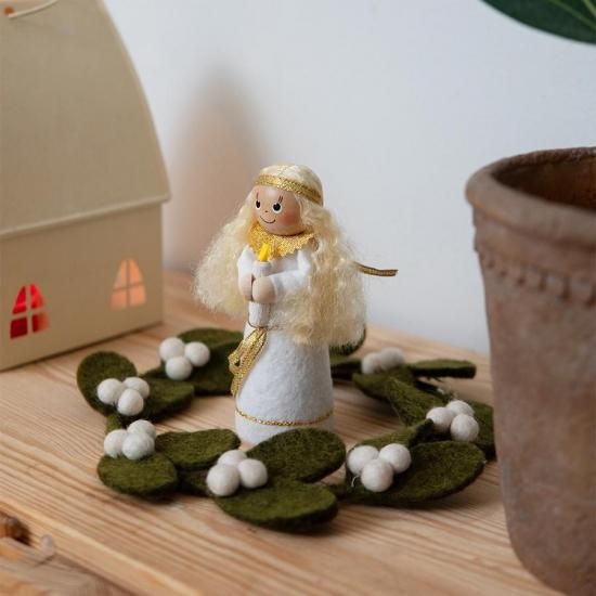 羊毛フェルトのクリスマスリース【ヤドリギ（S・L）ヤドリギスワッグ