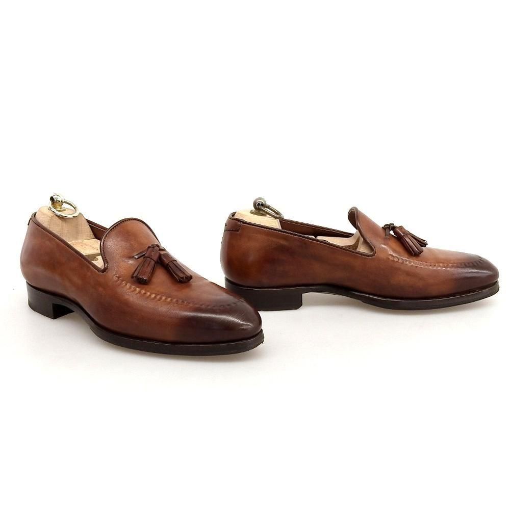 マグナーニ タッセルローファー ブラウン シャドーステッチ