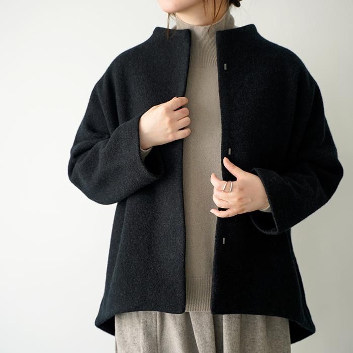 evam eva エヴァムエヴァ プレスウールショートコート press wool