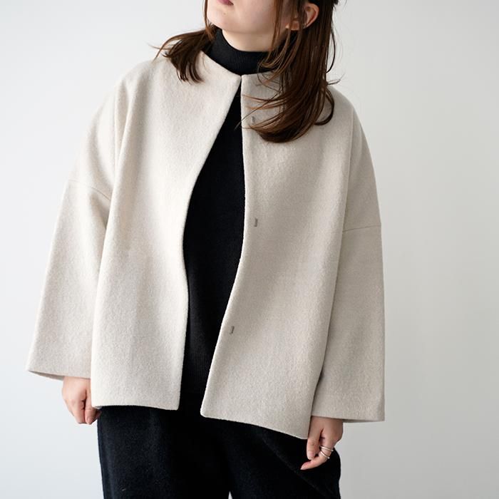 evam eva エヴァムエヴァ プレスウールショートコート press wool