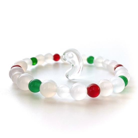 美保岐玉ブレスレット -珠- お守り水晶勾玉付きL 】 御祈玉 赤めのう