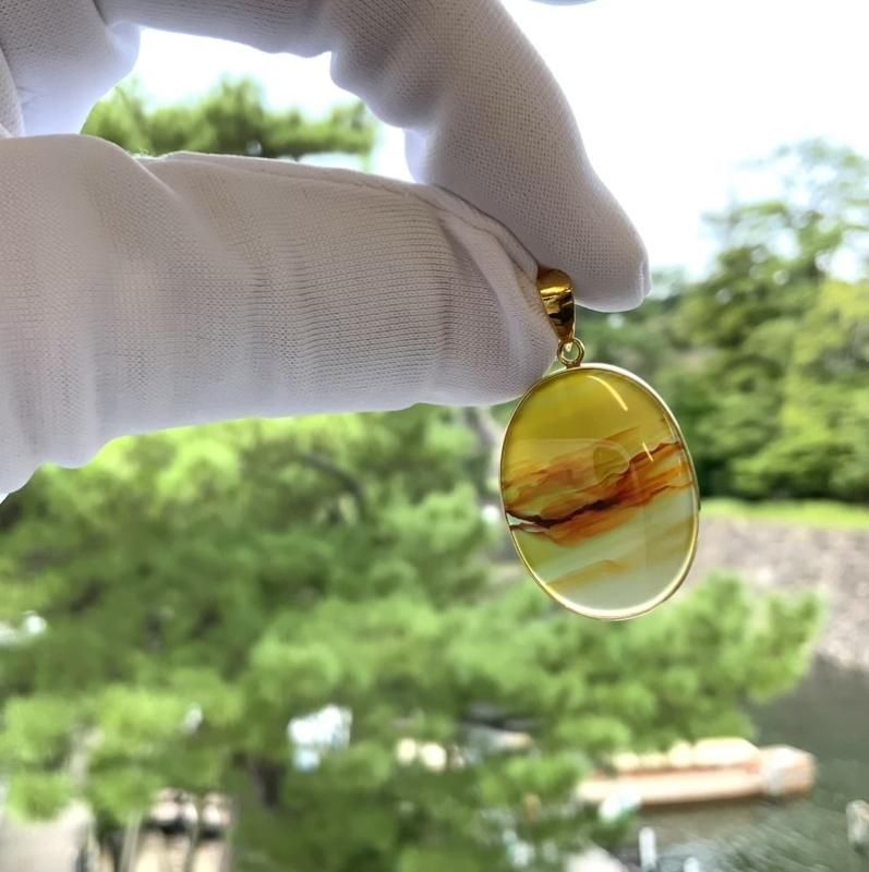 めのう ペンダントトップ/K18 】 瑪瑙 メノウ agate アゲート 天然石