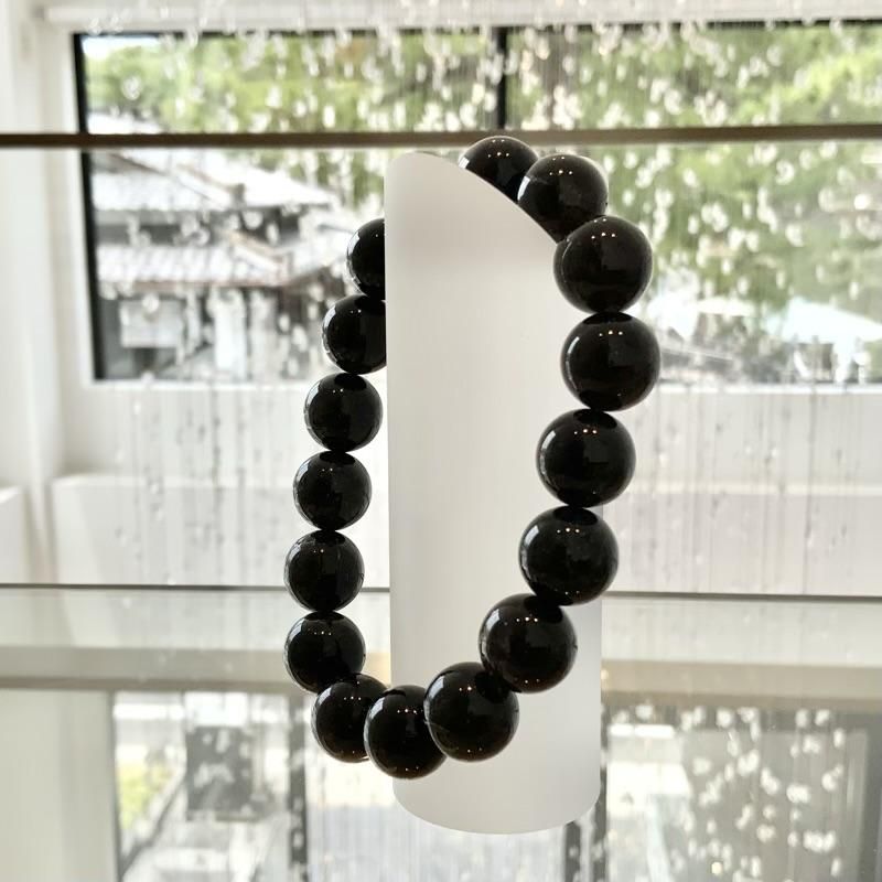 黒平産黒水晶 ブレスレット 12mm玉 】 モリオン 山梨県 黒平鉱山 黒平