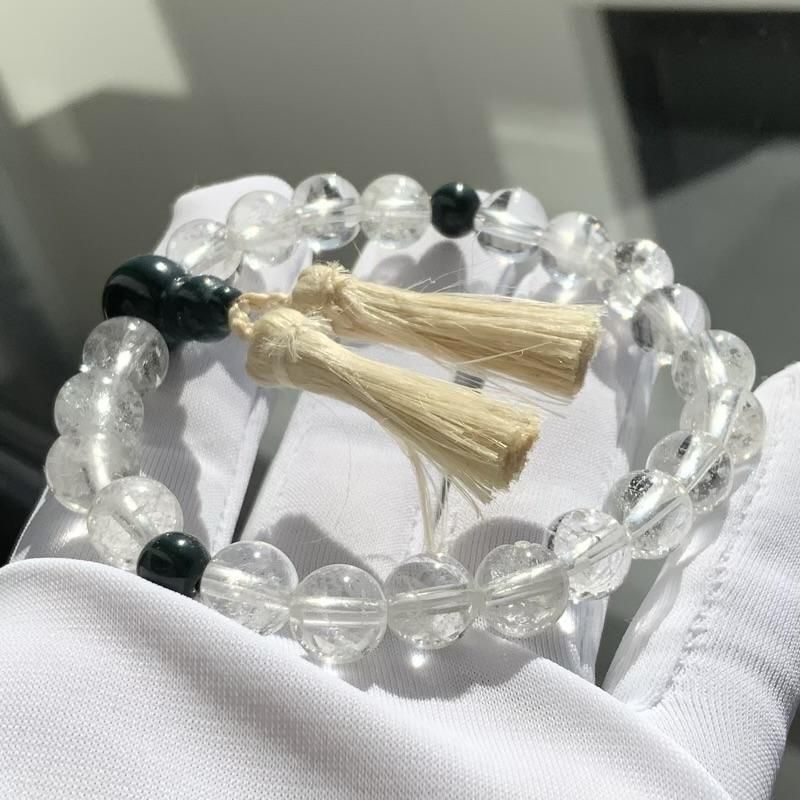 黒平産水晶/出雲石 念珠ブレスレット 】 クォーツ quartz 天然石 万能