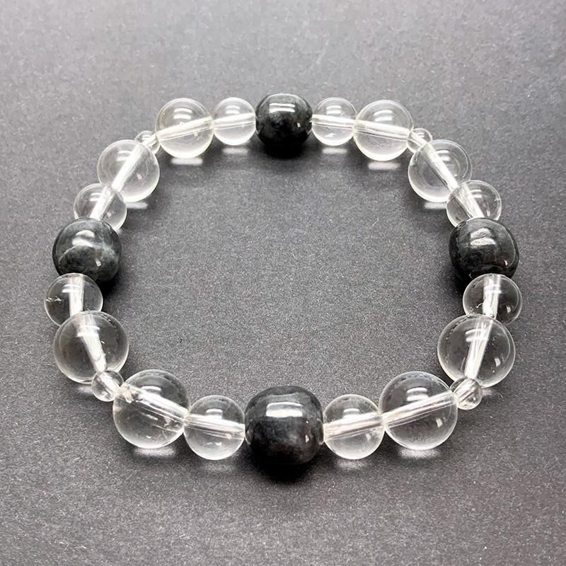 ✳激貴重ブレスレット ガネッシュヒマール水晶*ドクロ&糸魚川翡翠*薄墨