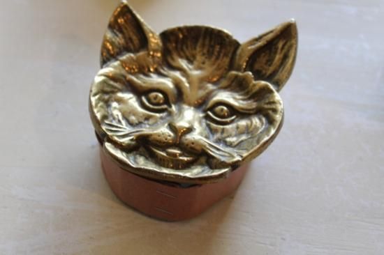 アンティーク 真鍮 真鍮 猫の顔のトレー
