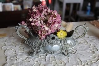 アンティーク アールヌ―ヴォ アイリス ピューター製トレイ